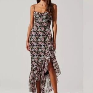 NWT ASTR  Black and White Asymmetrical Ruffled Sundress